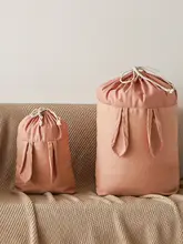 コットンリネン製の子供用収納袋【おもちゃ・衣類用・大容量・防塵】（セットアップ対応）