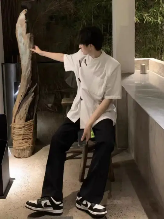 国風デザイン 短袖Tシャツ【立襟・盤扣・夏用・カジュアル】