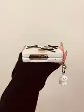 白色毛绒立体リボン付きスマートフォンケース【スタイリッシュ・秋冬用・チャーム付き】