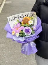 手編みの毛糸のひまわりブーケ【誕生日プレゼント・創造的なギフト・女性への贈り物】