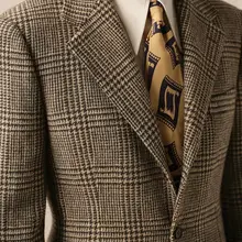 1930年代風 デザインの全羊毛粗紡プリンスチェックジャケット【メンズ用・厚手】