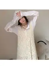 レトロレース中長ワンピース【ユニークデザイン・重ね着対応】