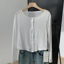 女性用ショート日焼け止めカーディガン薄いテンセルマスク