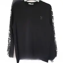 秋用 カジュアル長袖Tシャツ【花柄刺繍・ラウンドネック・レディース対応】