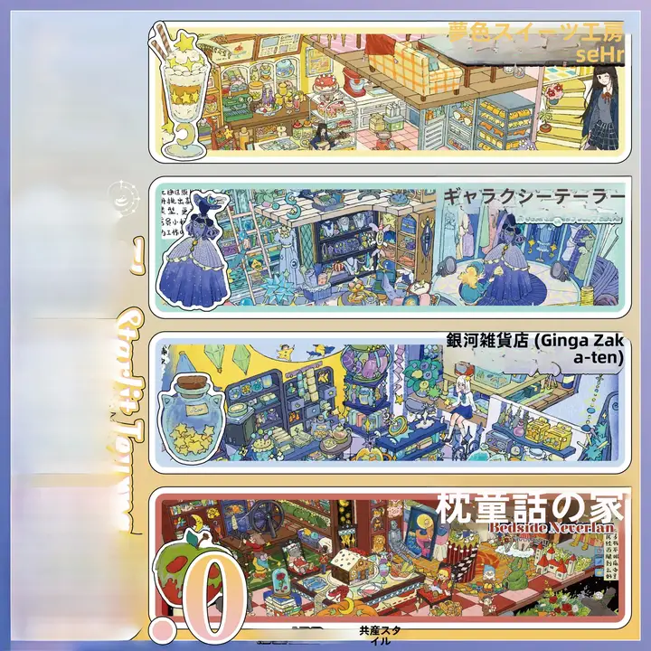 おとぎ話の小屋を彩るミニチュアシーンステッカー【デコレーション用】