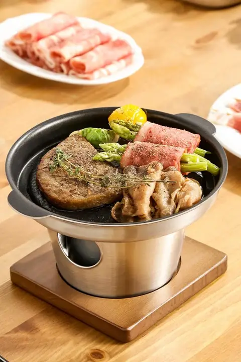韓国風焼肉プレート【厚手304ステンレス・ノンストック・油煙なし・一人用】