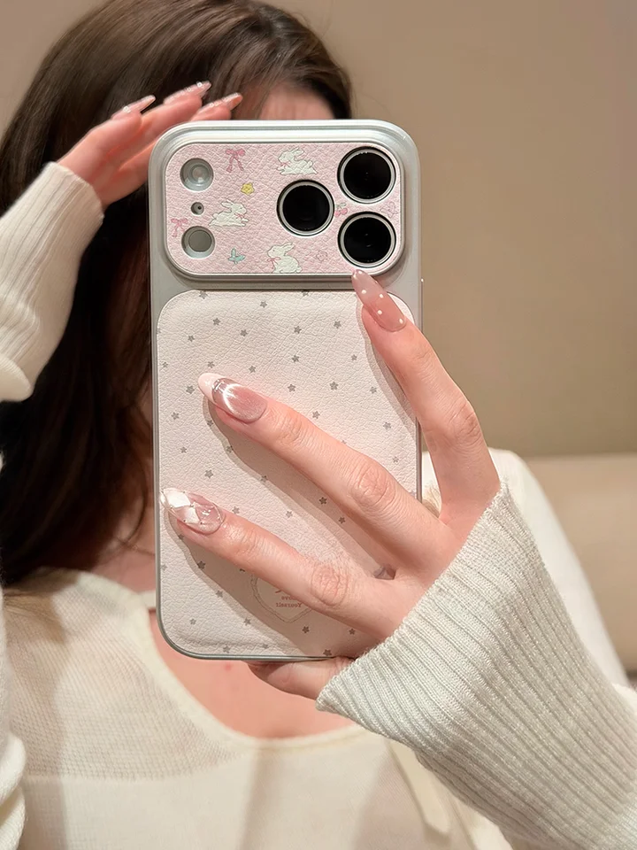 スマホケース ハードケース フルカバー メッキフレーム 大型ウィンドウ ピンク 星 うさぎ インスタ映え ガーリー iPhone 17 Pro Max iPhone 16 Pro iPhone 15 iPhone 14 対応