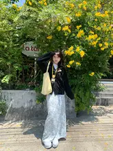 春にぴったり！花柄ロングスカート【ウエストゴム・スリット入り・Aライン】（セットアップ対応）