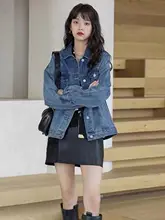 ビンテージ風インディゴデニムジャケット【春秋用・女性用・ゆったりシルエット】