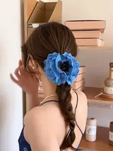 ブルーローズレースヘアクリップ【ハーフアップ・シャーククリップ・女性用】