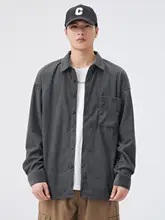 春秋用 メンズ長袖シャツ【無地・アメリカンスタイル・カジュアル】