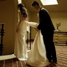 エレガントな魚尾デザインのウェディングドレス【軽量・背中開き・花嫁用】