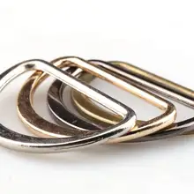 金属製D型リング【平面・無縫製・半円形・工業用ベルトやバッグ用装飾金具】