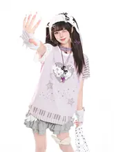 かわいいアニメプリント半袖Tシャツ【夏用・ゆったりカジュアル】