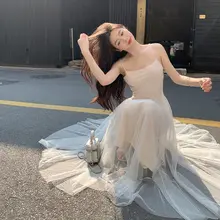 クラシックデザインのスリーブレスメッシュドレス【美しいウエストシェイプ・ロングスタイル】
