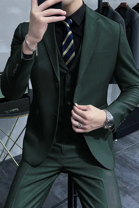 メンズ ダブルブレストスーツセット【細身・結婚式・パーティー用・英国スタイル・2点セット】