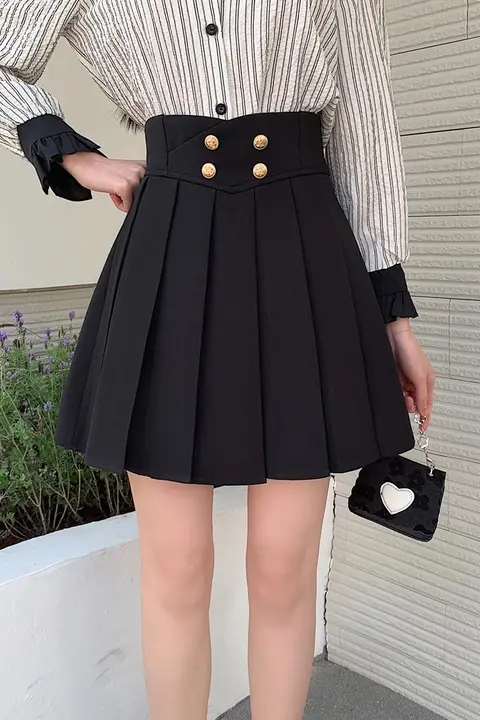 ハイウエスト プリーツスカート 女性の夏のスカート