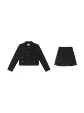 金属ボタン付きジャケットとロングスカート【デザイン性と高級感を兼ね備えた女性用コーディネート】（セットアップ対応）