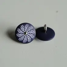 青地に白い花柄のボタン【シルバー金属ハンドル・極上の柔らかさ】
