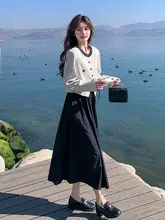 フランス風の上品なロングスカート【春秋ファッション・高級感・二部構成】（セットアップ対応）