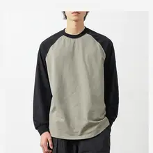 秋季用 カラーブロックデザイン 袖なし長袖Tシャツ【カジュアル・男女兼用】（セットアップ対応）