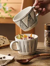 レトロデザインのマグカップ【アメリカンスタイル・手作り・陶器製】