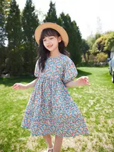 女児用 夏用薄手フラワープリントワンピース【フランス風・プリンセススタイル】（セットアップ対応）