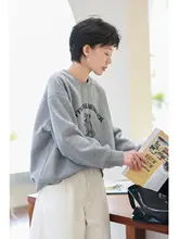 カジュアルなアニメプリントフード付きスウェットシャツ【極上の柔らかさ・秋冬用】（セットア ップ対応）