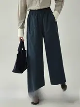 高腰松緊ウエスト ワイドレッグカジュアルパンツ【春夏用・スリム効果・レディース】