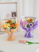 手編みの毛糸のひまわりブーケ【誕生日プレゼント・創造的なギフト・女性への贈り物】