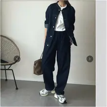 クラシックデザインのルーズフィットデニムジャケット【女性用・秋冬向け】