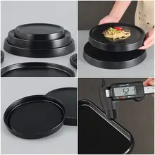 黒色の和風メラミン製丸型デザートプレート【焼肉・寿司・鍋料理用】