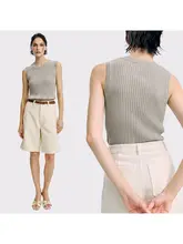 シンプルデザインのストレートスリーブノースリーブトップス【極上の柔らかさ・女性用】