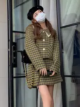 春の名品！チェックデザインの女性用アンサンブル【エレガントスタイル・春秋用】（セットアップ対応）