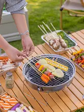 屋外用使い捨てバーベキューグリル【ポータブル・木炭使用・キャンプ用】（セットアップ対応）