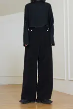 SUNYVONNE 厚手コーデュロイ高腰ワイドパンツ【ダークデザイン】