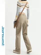 女性用ハイウエストワイドレッグデニムパンツ【夏用・ルーズフィット・アメリカンヴィンテージスタイル】