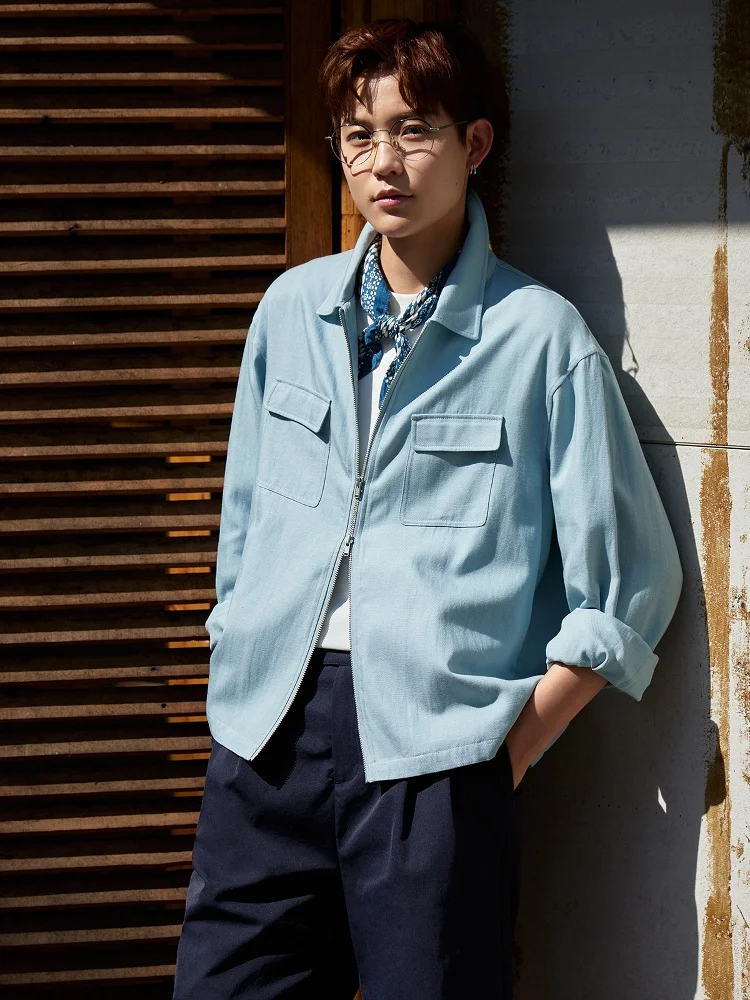 透 breathable 天丝コットンリネン翻領ジャケット【ショートデザイン・スタイル】 春コーデのアウターとしておすすめ