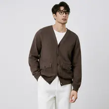 Vネックニットカーディガン【メンズ・秋冬用・スタイリッシュ・ウール混紡】