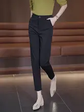 高級感あるウエスト高めのスーツパンツ【女性用・ブラック・9分丈・スリムデザイン】