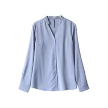 LIMONN レディース ロングスリーブシャツ【Vネック・レトロ・重ね着対応・通勤用】