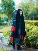 多彩なチェック柄のゆったりとした大きいサイズのウールニットワンピース【レトロスタイル・保温タイプ・ママ向け】（セットアップ対応）