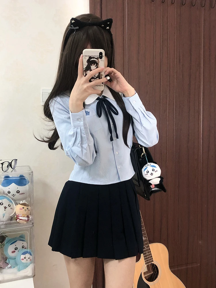 東京歳時記 JK制服オリジナルデザイン シャツワンピースセット：秋の学院風スタイルの実用性と着こなしのバランス