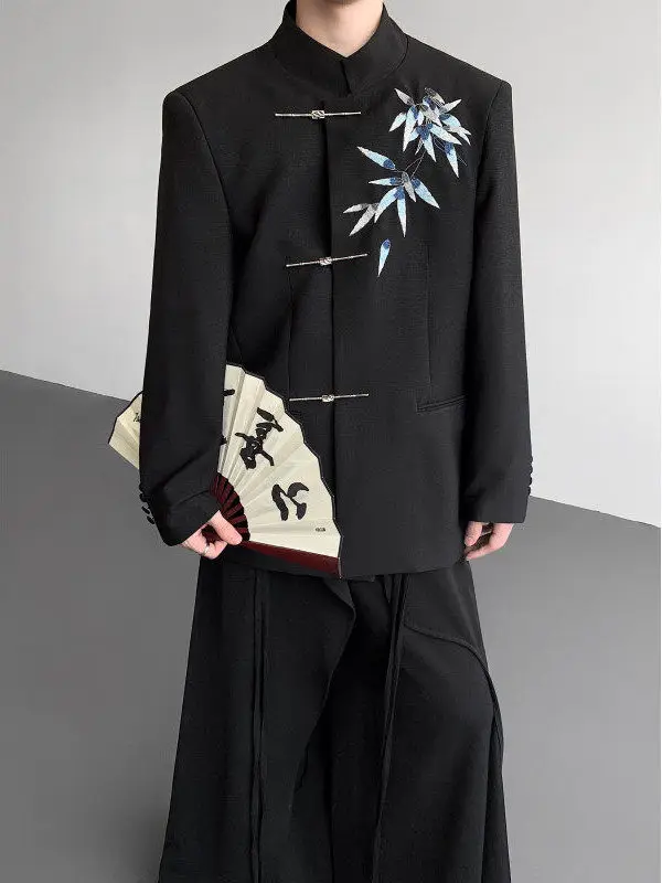 お正月男性用服装：中式刺繍の竹葉デザインジャケットの実用性と選定ガイド