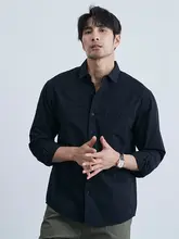 ビンテージ風ウォッシュコットンシャツ【ビジネスカジュアル・ゆったり長袖・男性用】