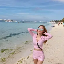 長袖水着 レディース【日焼け防止・ボディシェイプ・セパレート・シュノーケリング・サーフィン用】