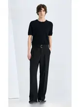 夏用 メンズブラックストレッチパンツ【ルーズフィット・レトロ気質・カジュアルウエア】