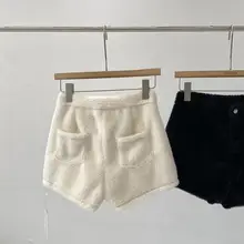 高ウエスト黒色Aラインカジュアルショートパンツ【シンプルなデザイン・ワイドレッグ】
