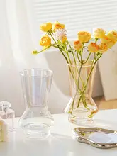 透明ガラス花瓶【インテリア・水栽培用・ローズとユリ用・家庭用デコレーション】