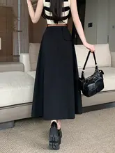 カキ色プリーツハイウエストミモレ丈スカート【女性用・ Aライン・大きなフレア】
